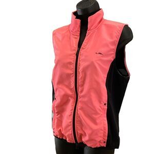 RLR Ralph Lauren Vest Sweater XL Barbie Pink Black Zip Pockets Womens Vintage